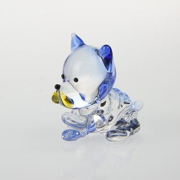 可愛小狗-藍色法鬥-台灣玻璃館