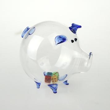 繽紛骰子豬(藍)-台灣玻璃館