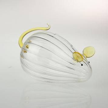條紋鼠存錢筒(黃)-台灣玻璃館