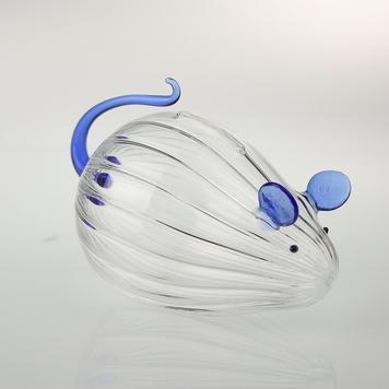 條紋鼠存錢筒(藍)-台灣玻璃館
