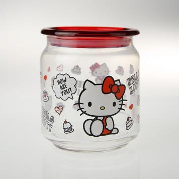 hello kitty置物罐500ml(午茶紅)-台灣玻璃館