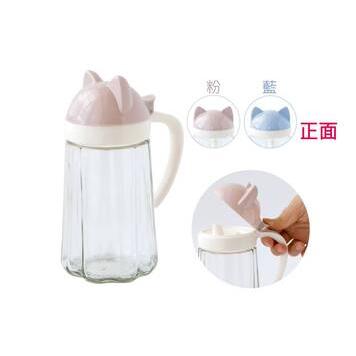 貓咪玻璃油壺500ml(藍)-台灣玻璃館