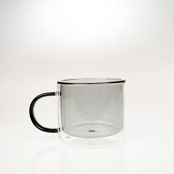 風格雙層玻璃咖啡杯260ml(灰)-台灣玻璃館