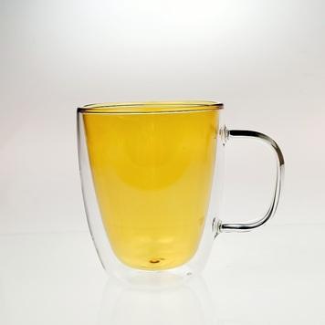 風格雙層玻璃咖啡杯380ml(琥珀)-台灣玻璃館