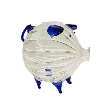 條紋豬存錢筒(藍)-台灣玻璃館