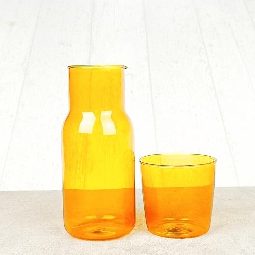 簡約單人玻璃壺(附杯)550ml(琥珀)-台灣玻璃館