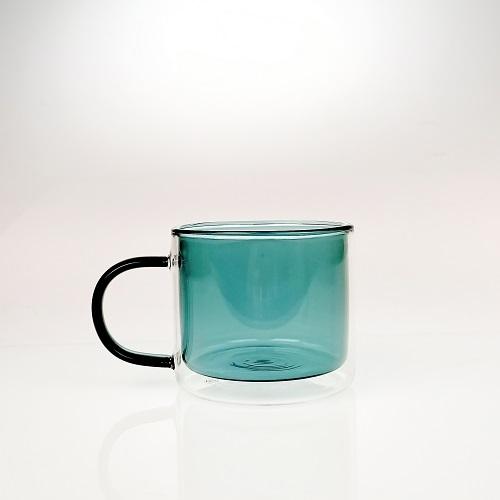 風格雙層玻璃咖啡杯260ml(綠)-台灣玻璃館